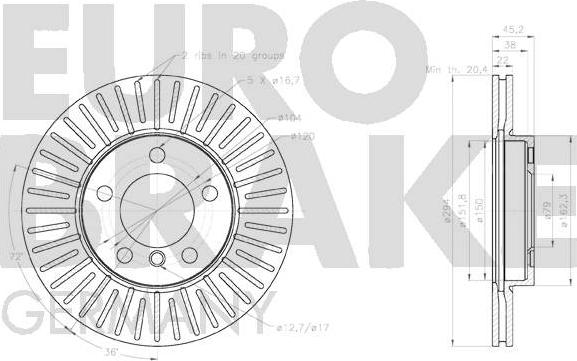 Eurobrake 58152015113 - Тормозной диск autospares.lv