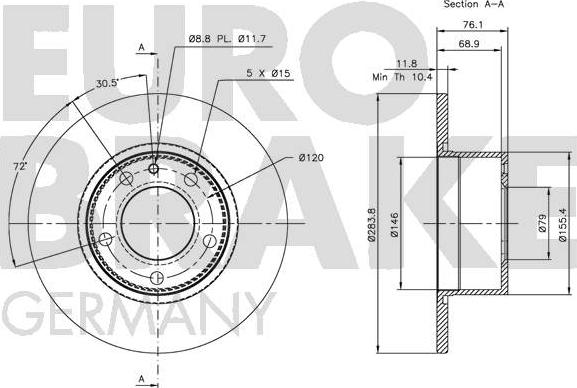 Eurobrake 5815201512 - Тормозной диск autospares.lv