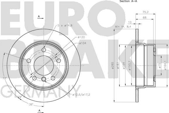 Eurobrake 5815201586 - Тормозной диск autospares.lv