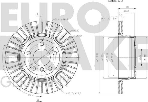 Eurobrake 5815201583 - Тормозной диск autospares.lv