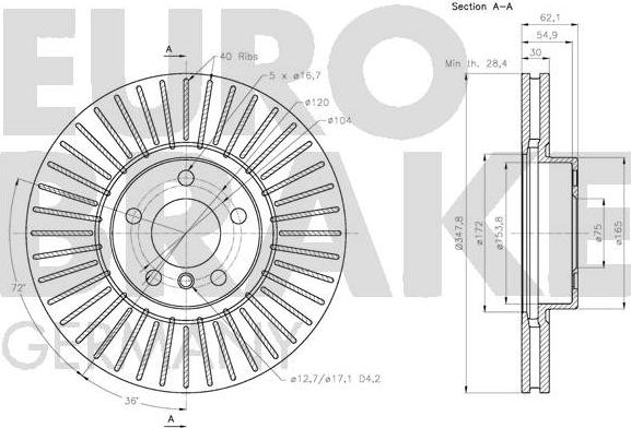 Eurobrake 5815201587 - Тормозной диск autospares.lv