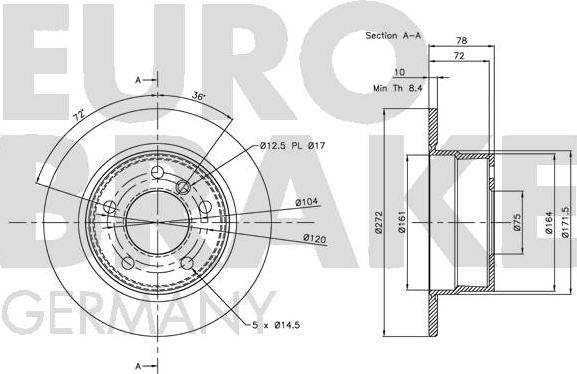 Eurobrake 5815201538 - Тормозной диск autospares.lv