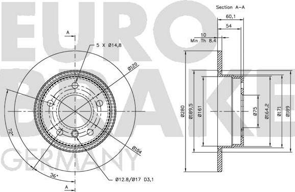 Eurobrake 5815201525 - Тормозной диск autospares.lv