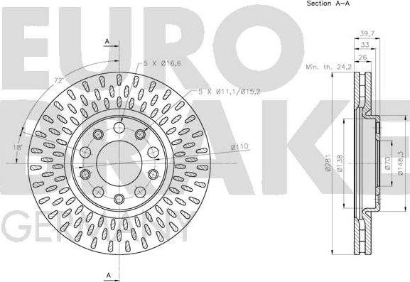 Eurobrake 5815201034 - Тормозной диск autospares.lv