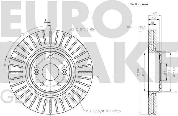 Eurobrake 5815203961 - Тормозной диск autospares.lv