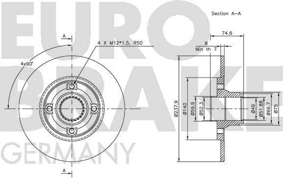 Eurobrake 5815203916 - Тормозной диск autospares.lv