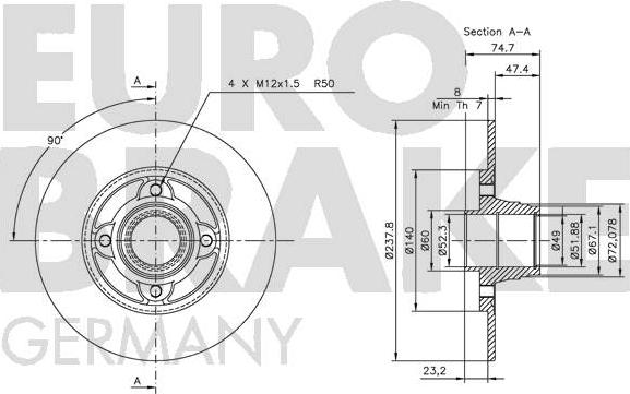 Eurobrake 5815203917 - Тормозной диск autospares.lv