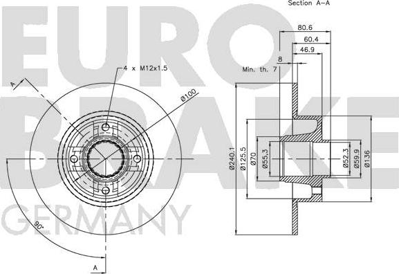 Eurobrake 5815203937 - Тормозной диск autospares.lv