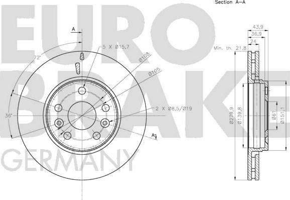 Eurobrake 5815203974 - Тормозной диск autospares.lv