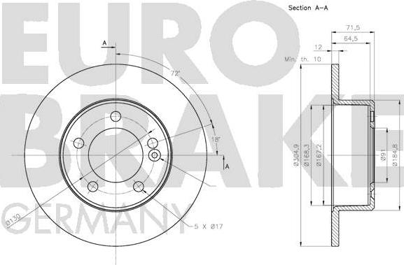 Eurobrake 5815203978 - Тормозной диск autospares.lv