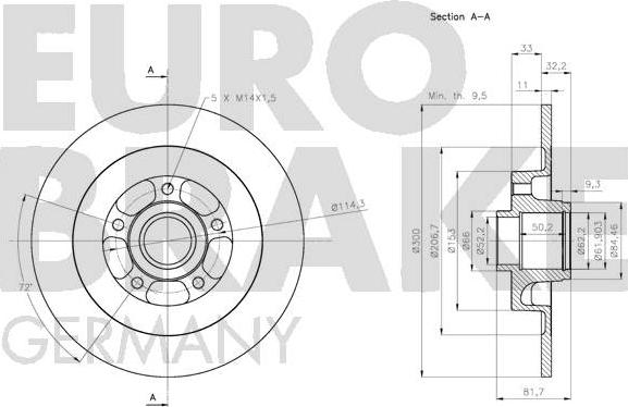 Eurobrake 5815203972 - Тормозной диск autospares.lv