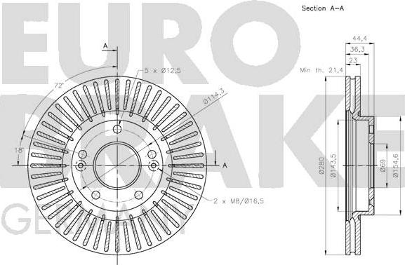 Eurobrake 5815203445 - Тормозной диск autospares.lv