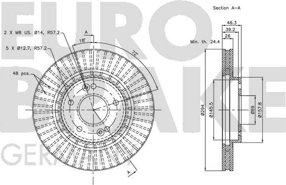 Eurobrake 5815203415 - Тормозной диск autospares.lv