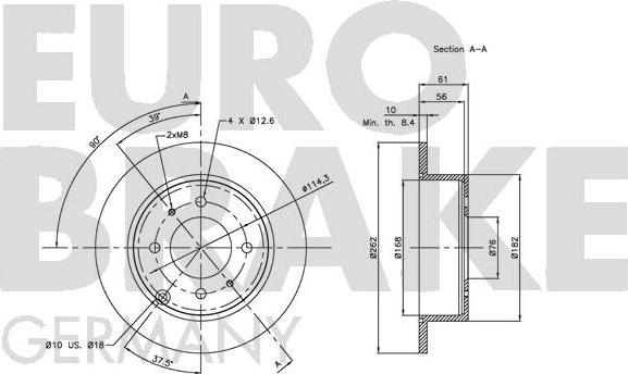 Eurobrake 5815203412 - Тормозной диск autospares.lv