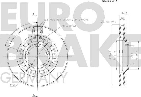 Eurobrake 5815203435 - Тормозной диск autospares.lv