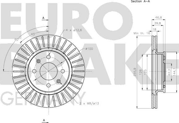 Eurobrake 5815203438 - Тормозной диск autospares.lv