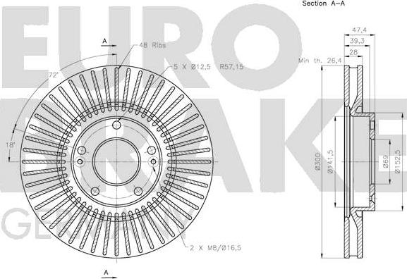 Eurobrake 5815203433 - Тормозной диск autospares.lv