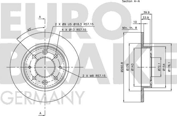 Eurobrake 5815203503 - Тормозной диск autospares.lv