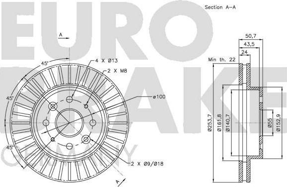 Eurobrake 5815203516 - Тормозной диск autospares.lv