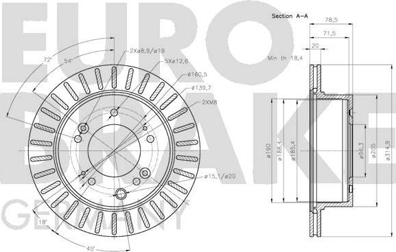 Eurobrake 5815203530 - Тормозной диск autospares.lv