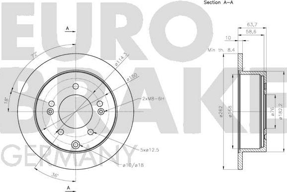 Eurobrake 5815203531 - Тормозной диск autospares.lv