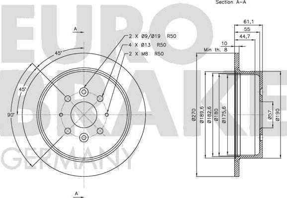 Eurobrake 5815203521 - Тормозной диск autospares.lv