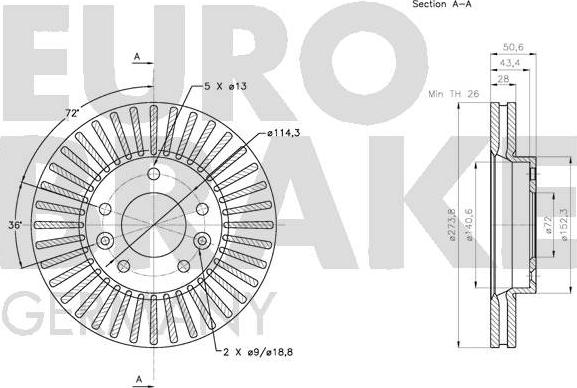 Eurobrake 5815203522 - Тормозной диск autospares.lv