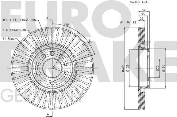 Eurobrake 5815203654 - Тормозной диск autospares.lv