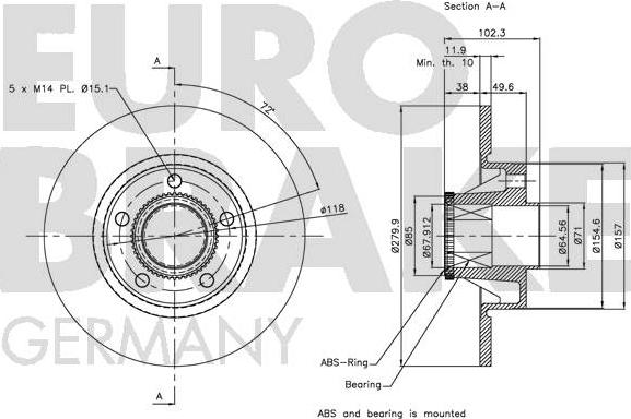 Eurobrake 5815203658 - Тормозной диск autospares.lv