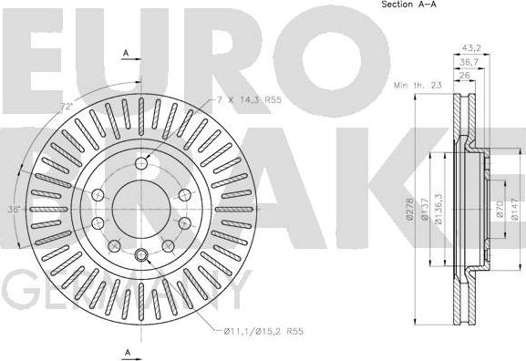 Eurobrake 5815203660 - Тормозной диск autospares.lv