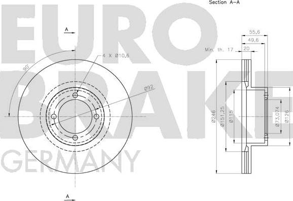 Eurobrake 5815203615 - Тормозной диск autospares.lv