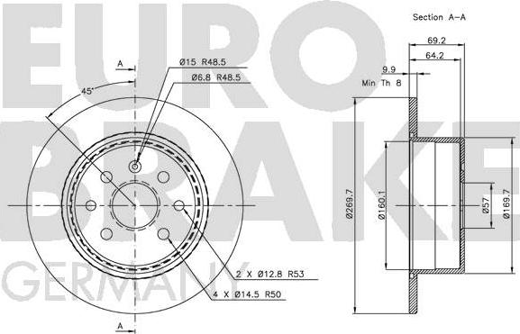 Eurobrake 5815203623 - Тормозной диск autospares.lv