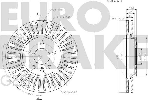 Eurobrake 5815203675 - Тормозной диск autospares.lv