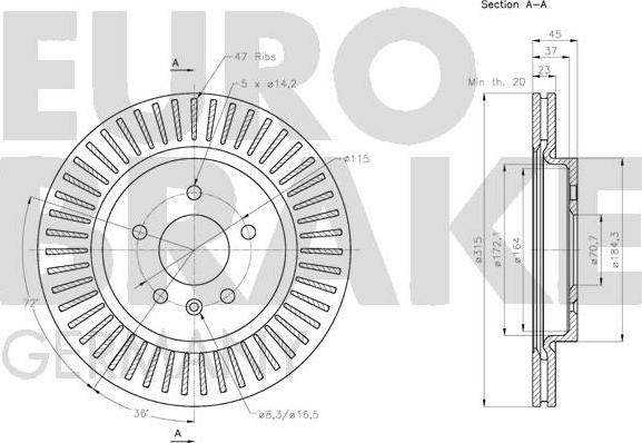 Eurobrake 5815203676 - Тормозной диск autospares.lv