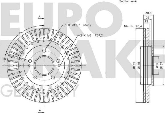 Eurobrake 5815203048 - Тормозной диск autospares.lv