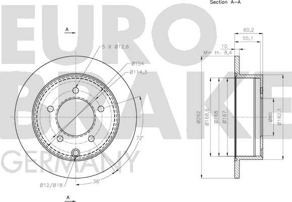 Eurobrake 5815203058 - Тормозной диск autospares.lv