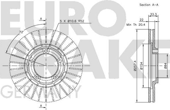 Eurobrake 5815203023 - Тормозной диск autospares.lv