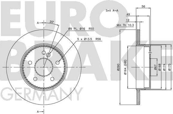 Eurobrake 5815203340 - Тормозной диск autospares.lv