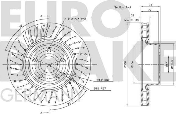 Eurobrake 5815203351 - Тормозной диск autospares.lv