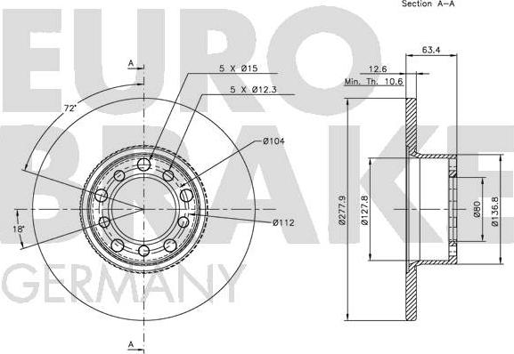 Eurobrake 5815203304 - Тормозной диск autospares.lv