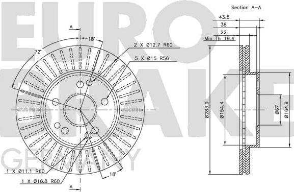 Eurobrake 5815203308 - Тормозной диск autospares.lv