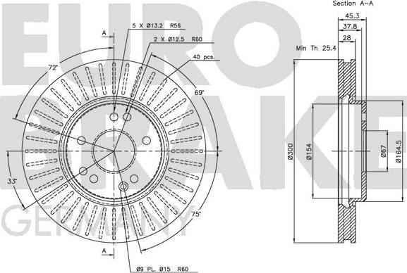 Eurobrake 5815203319 - Тормозной диск autospares.lv