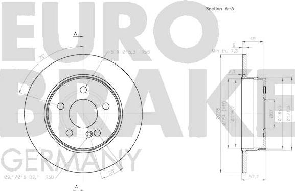 Eurobrake 58152033104 - Тормозной диск autospares.lv