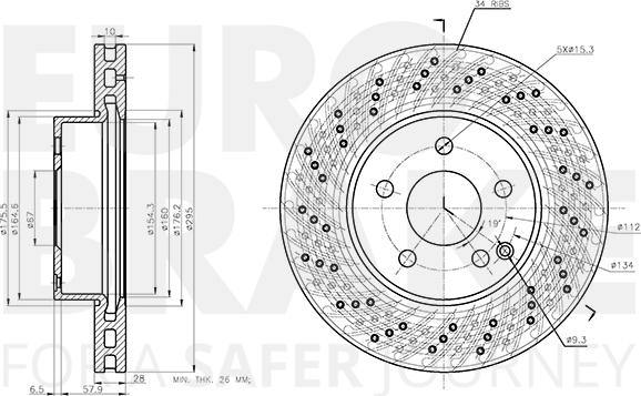 Eurobrake 58152033110 - Тормозной диск autospares.lv