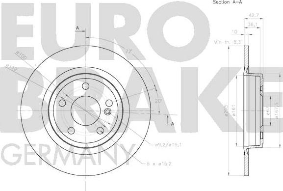 Eurobrake 58152033126 - Тормозной диск autospares.lv