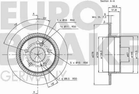 Eurobrake 5815203312 - Тормозной диск autospares.lv