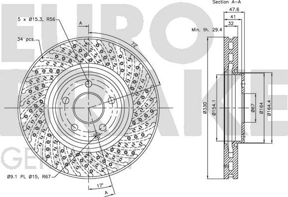 Eurobrake 5815203382 - Тормозной диск autospares.lv