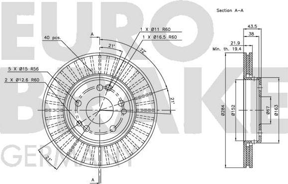 Eurobrake 5815203321 - Тормозной диск autospares.lv