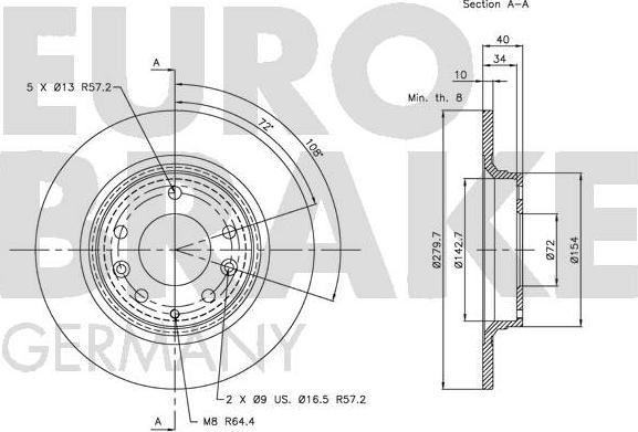 Eurobrake 5815203246 - Тормозной диск autospares.lv