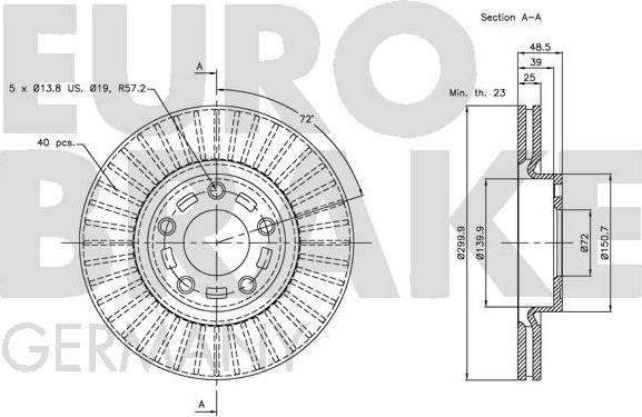 Eurobrake 5815203253 - Тормозной диск autospares.lv